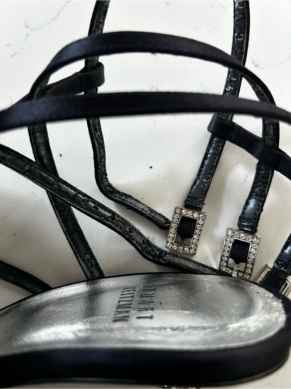 Stuart Weitzman platform heels with crystal buckles and crystal heel size 7.5 - Picture 3 of 14